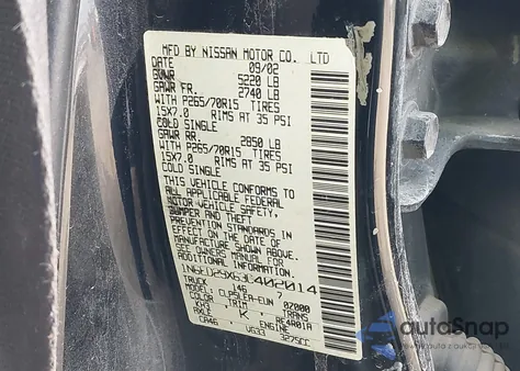 2003 Nissan Frontier Xe-V6 из США, поврежденный, VIN 1N6ED29X63C402014